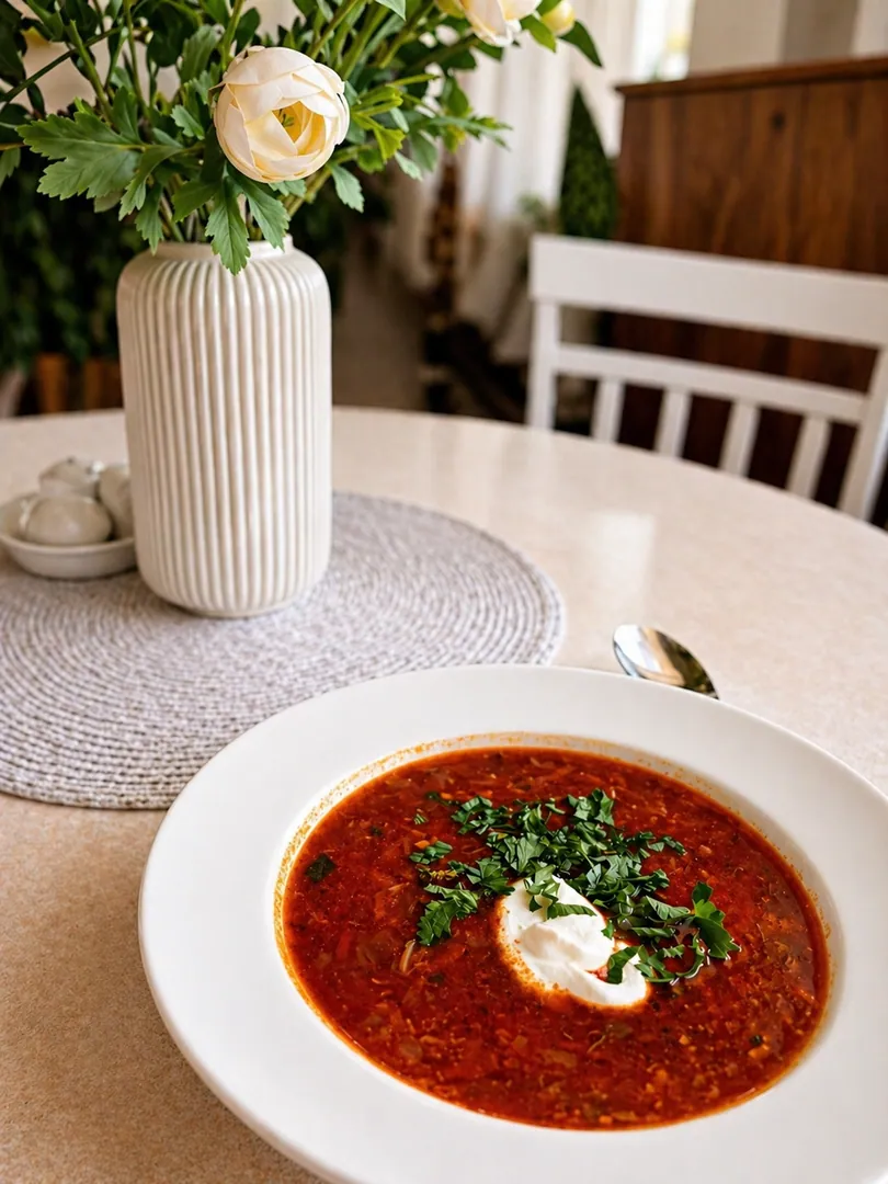 Borš hapukoore ja petersilliga